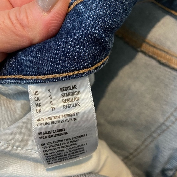 American Eagle Outfitters Dark Blue Distressed Skinny Jeans - Picture 4 of 4